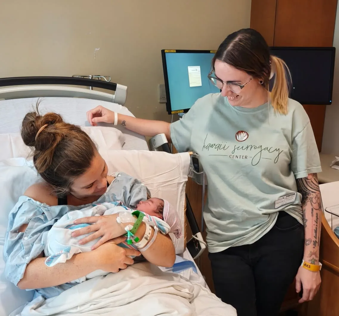 Hawaii Surrogacy Team with New Born Baby and Mother